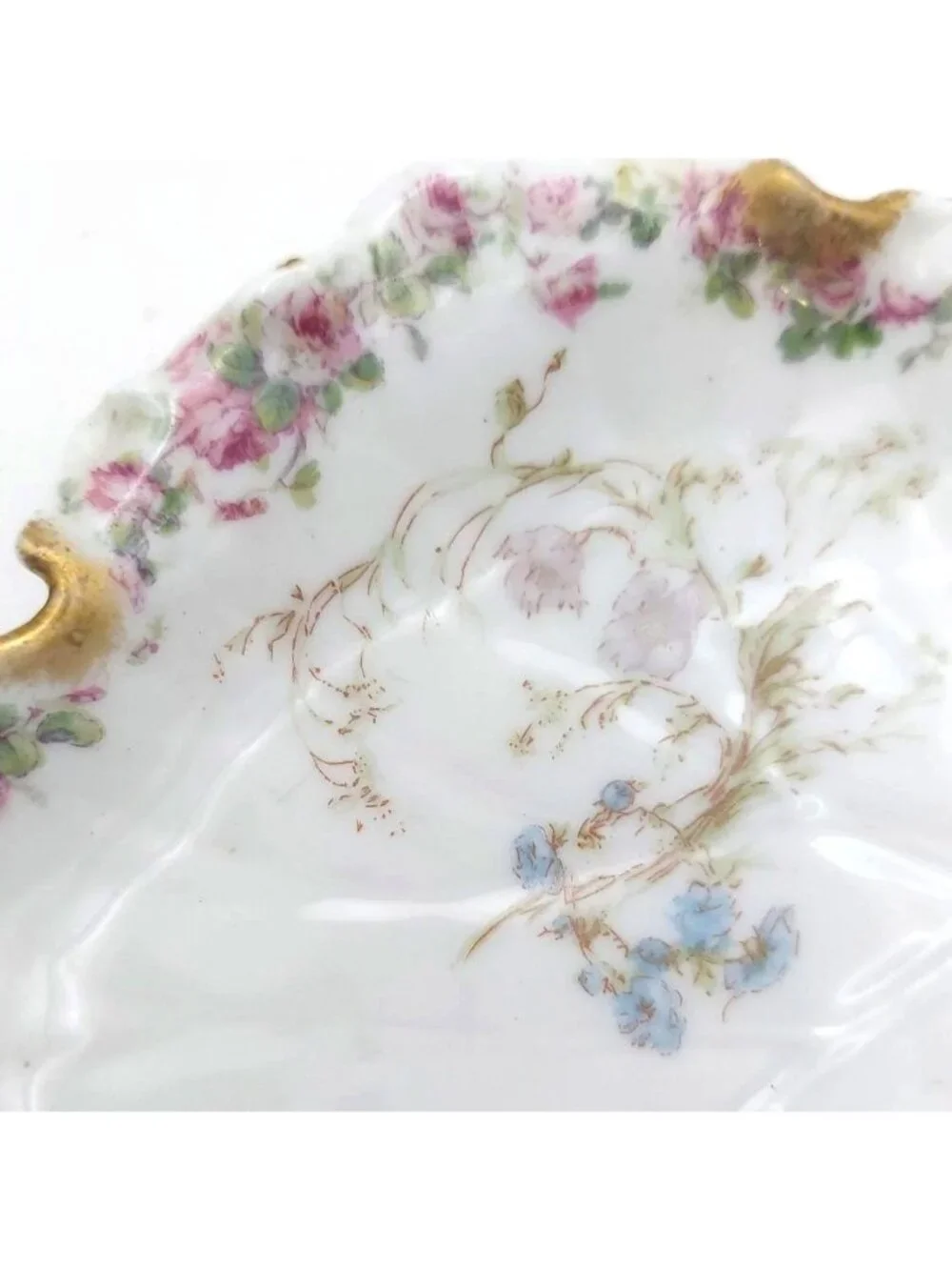Antique Haviland Porcelain Floral Gravy Boat with Underplate Set Limoges France